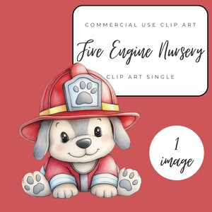 Dalmatian Fire Engine Clipart PNG - Cute Puppy Rescue Truck Graphic - Baby Boy Nursery Art - Firefighter Dog Digital Download - Single Image