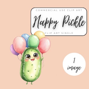 Happy Pickles Party Clipart PNG - Fun Food Character Celebration Graphic - Whimsical Kitchen Birthday Digital Download - Playful Cartoon Art