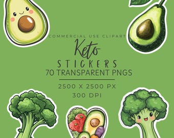 Keto Food Clipart – Watercolor Diet Graphics, Commercial Use (Digital Download)