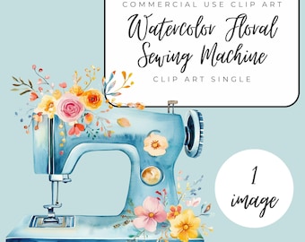 Floral Nähmaschine Clipart PNG - Einzel Vintage Handwerk Grafik - Quilter Stickerei Illustration - Digital Download - DIY Dekor Element