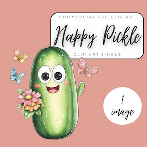 Happy Pickles Spring Flowers Butterflies Clipart PNG - Cute Floral Insect Graphic - Whimsical Seasonal Digital Download - Bright Pastel Art