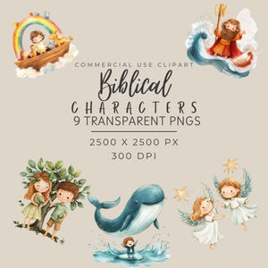 Clipart Watercolor Biblical - Religious Clip Art Characters - Bible Stories - Christian PNG Design - Digital Download - Church Resource