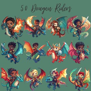 Dragon Riders Clipart Bundle PNG - Futuristic Heroic Playful Fantasy ...