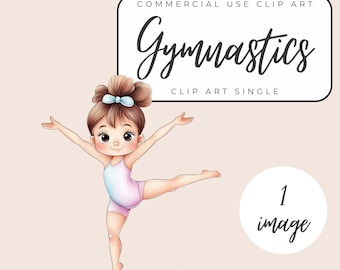 Aquarell Gymnastik Clip Art - Schwebebalken Grafiken - Akrobatik Elemente - Mädchen Sport Kunst - Designs für Kinder - Party Dekor