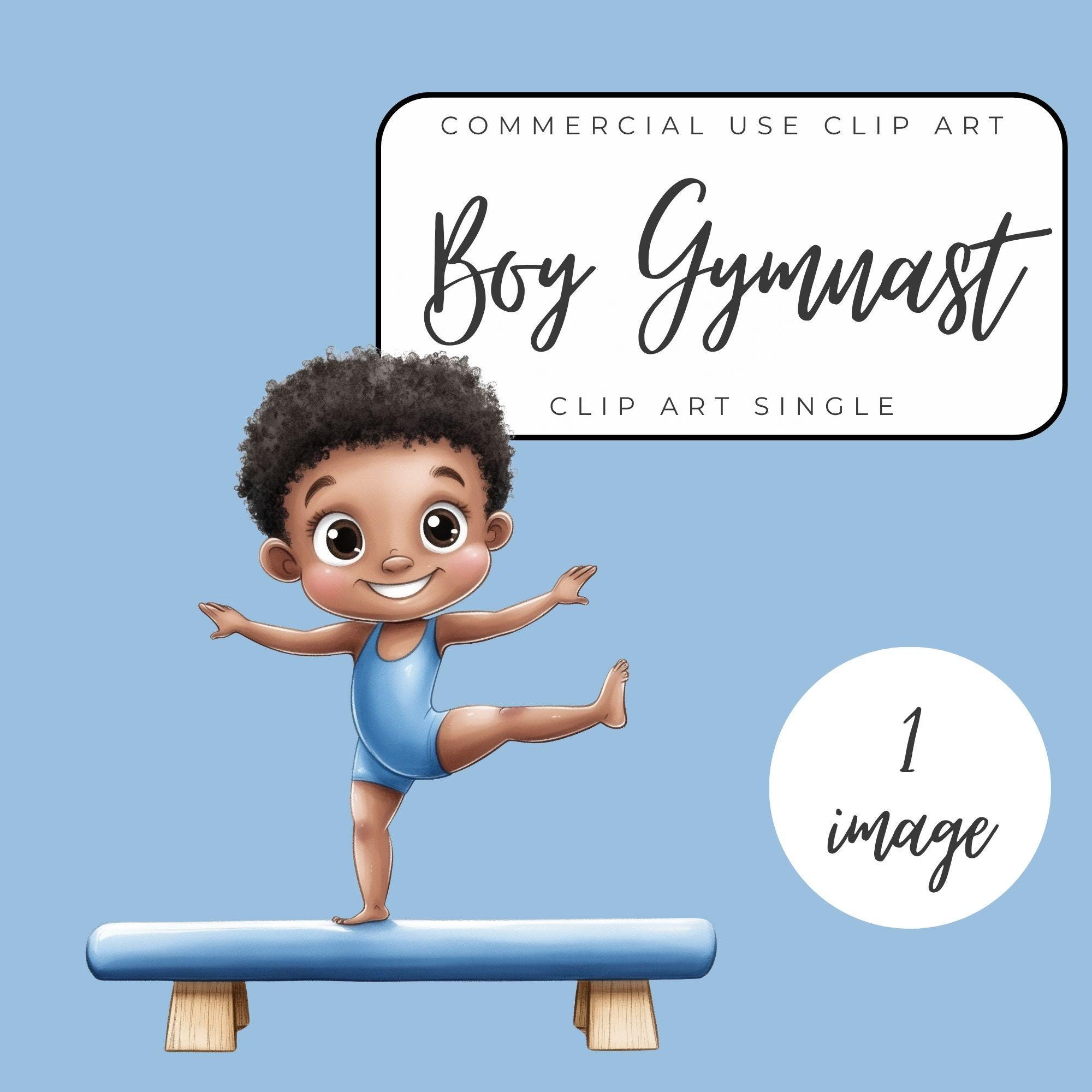 Watercolor Gymnastics Clip Art - Balance Beam Graphic - Kid Gymnast Illustration - Sports Party Decor - Acrobatic Design - PNG Download