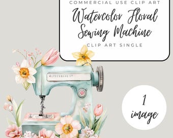Frühling Blumen Nähmaschine Clipart PNG - Botanische Handwerk Grafik - Quilting Stickerei Illustration - Digital Download - DIY Dekorelement