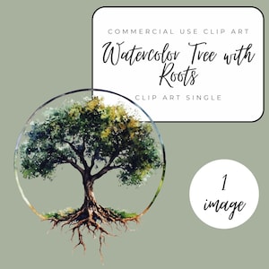 Tree with Roots Clipart PNG - Single Nature Graphic - Boho Botanical Illustration - Digital Download for DIY Crafts - Earthy Decor Element