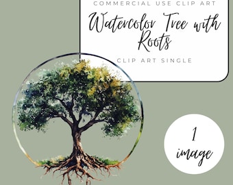Baum mit Wurzeln Clipart PNG - Single Natur Grafik - Boho Botanische Illustration - Digital Download für DIY Handwerk - erdiges Dekorelement