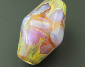 Lampwork Glass Bead Focal, Iridescent Pink, Purple