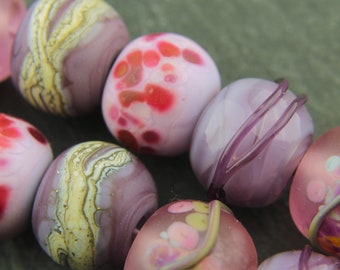 Handmade Lampwork Beads Set Matte Glass