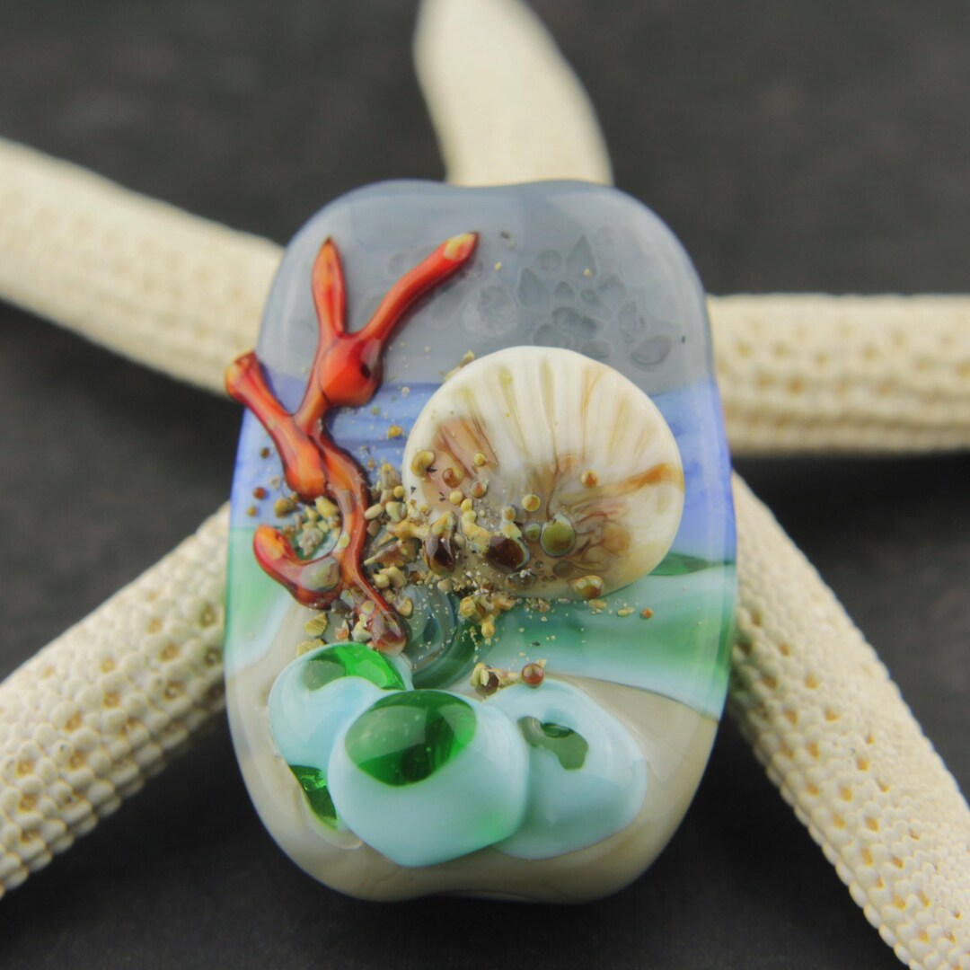 Lampwork Glass Focal Bead, Beach Ocean - Etsy
