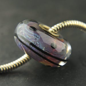 Lampwork Glass Beads, BHB Charm Sterling Silver Core, European Iridescent Big Hole Bead