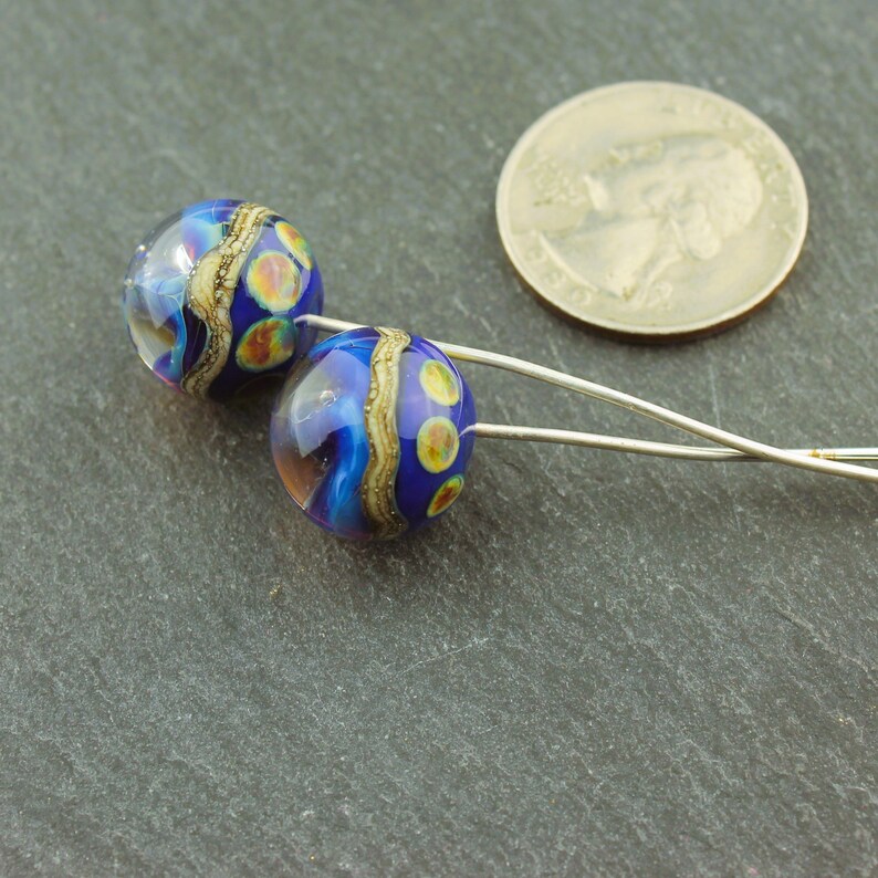 Lampwork Beads, Glass Head Pins on Fine Silver Wire image 2