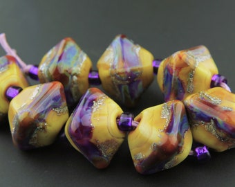 Lampwork Glass Beads, Bicone, Diamond