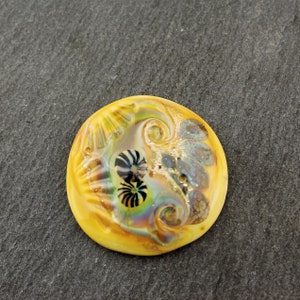 Lampwork Glass Cabochon Focal for Beadwork or Bezel Brown Blue Purple Gold Green