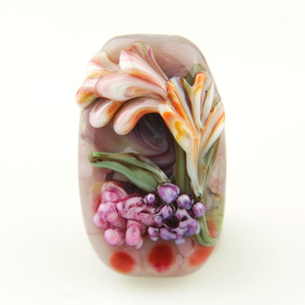 Glass Bead Lampwork Focal with Flowers