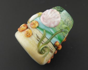 Lampwork Glass Focal Bead Ocean Beach