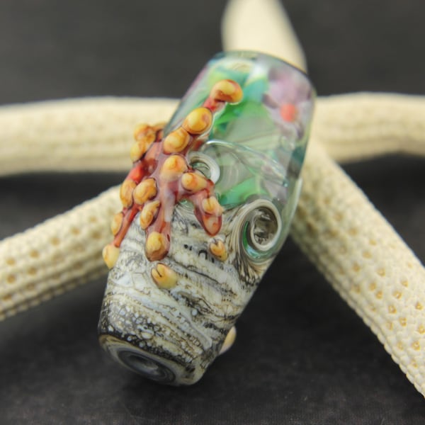 Lampwork Glass Bead Long Focal, Aquarium, Beach Ocean