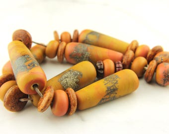 Lampwork Glass Beads Set, Matte, Teardrop