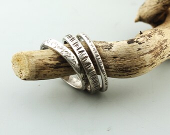 Sterling Silver Ring - Size 8 Handmade Jewelry 3 Stacking Rings