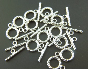 Sterling Silver Toggle Clasps (12 sets) Beading Supplies Jewelry Findings