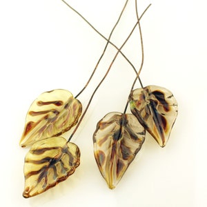 Glass Leaf Head Pins Matte Pink, Headpin on 20Ga Antique Copper Wire Lampwork Headpins