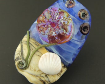 Lampwork Glass Focal Bead Ocean Beach, Sea Urchin