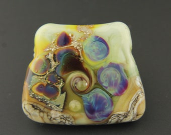 Lampwork Glass Bead, Pendant Focal, Top Drilled