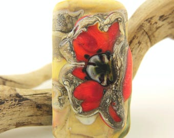 Handmade Glass Lampwork Bead Poppy Focal