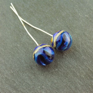 Lampwork Beads, Glass Head Pins on Fine Silver Wire image 1