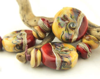 Lampwork Glass Bead Set, Coin