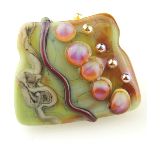 Lampwork Glass Bead, Pendant Focal, Top Drilled