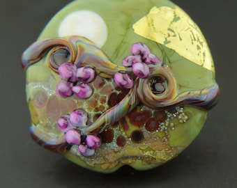 Lampwork Glazen Kraal Linzen Focal, Bessen, 'Maanverlichte Tuin'