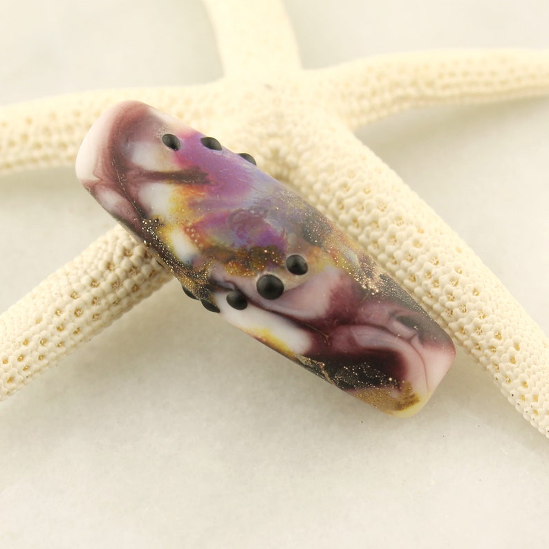Silver Focal Purple Pink Black Lampwork Bead