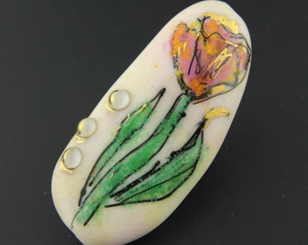 Lampwork Glass Beads, Focal, 'Tulips'