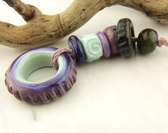 Lampwork Glass Beads, Purple, Blue, Aqua