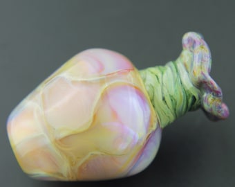 Lampwork glaskraal Focal, iriserend roze, paars