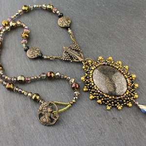 Necklace with Beaded Cabochon