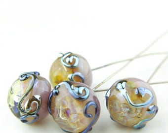 Lampwork Beads, Glass Head Pins, Silver Tone Kanthal Wire