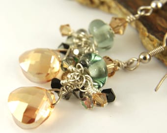 Sterling Silver Earrings, Crystal Dangle