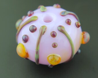 Glass Bead Hollow Sea Urchin, Lampwork Seashell Focal