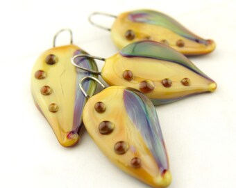 Lampwork Glass Beads, Leaf with Wire Loop