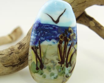 Lampwork Glass Focal Bead Ocean Beach