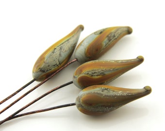 Lampwork Headpins, Rustic Glass Bead Head Pins