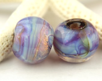 Lampwork Glass Beads, Iridescent Pair