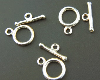 Sterling Silver Toggle Clasps (3 sets) Beading Supplies Jewelry Findings