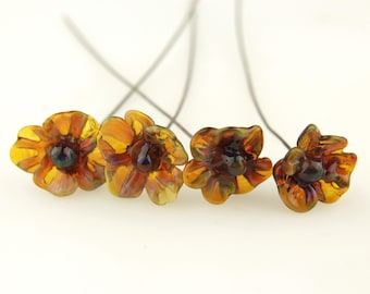 Lampwork Glass Flower Bead Head Pins