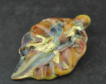 Lampwork Glass Bead Leaf Focal Pendant