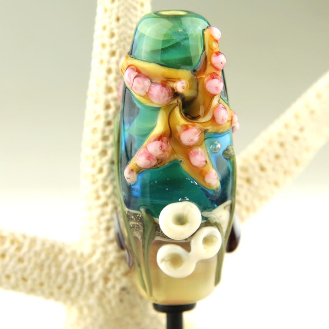 Lampwork Glass Bead Long Focal, Beach, Ocean - Etsy