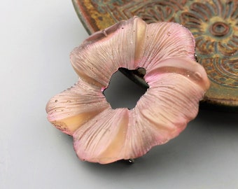 Resin Flower Brooch, Shawl Pin, Iridescent  Pink